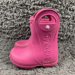 Crocs Unisex Kids Handle Rain Boot Pink 1147 Toddler/Little Kid Shoes Size C 8